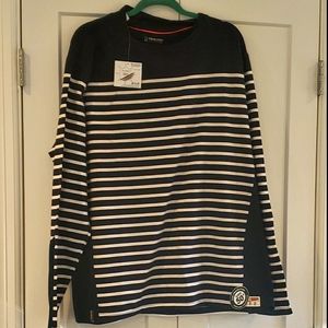 Tribute navy and white strip spf 50 beach shirt